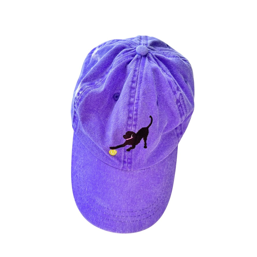 JUS LABS Purple Baseball Cap Black Labrador Dog Tennis Ball Embroidered Hat - Picture 2 of 6